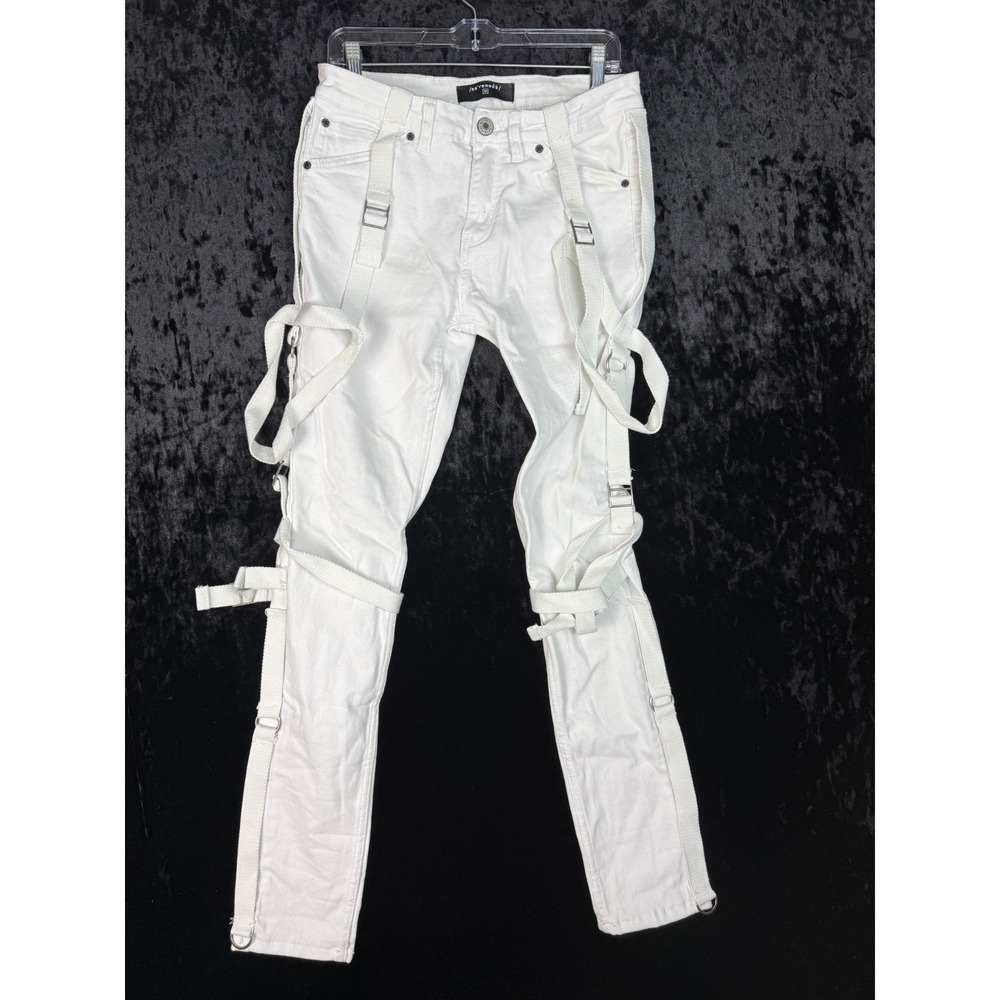 Serenede‎ Skinny Fit Jeans Men's 31 White Bondage Straps Cotton Stretch